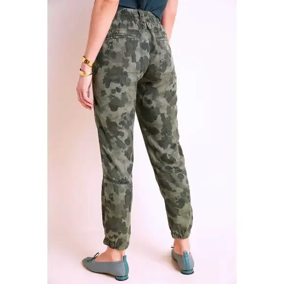 Anthropologie Leda Utility Joggers XS Camo Jogger Pants Drawstring 26.5 Inseam - Picture 2 of 9